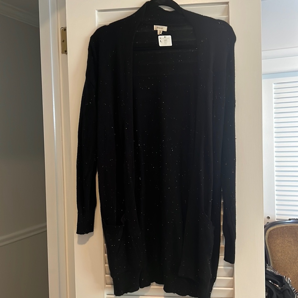 Debut black cardigan with multi color dots
